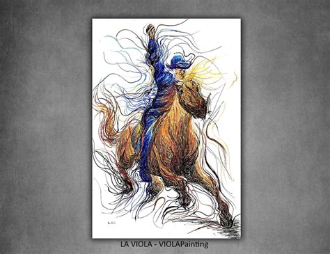 Cowboy Painting Horse Painting Large Abstract Painting - Etsy