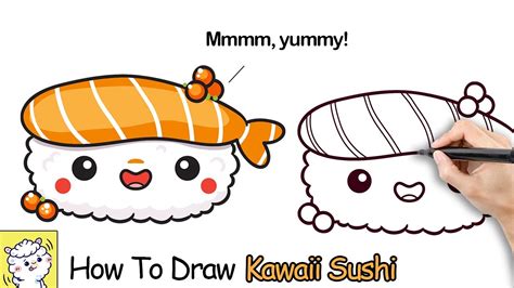 How To Draw Kawaii Sushi | Super Cute Food | Mofukawa - YouTube