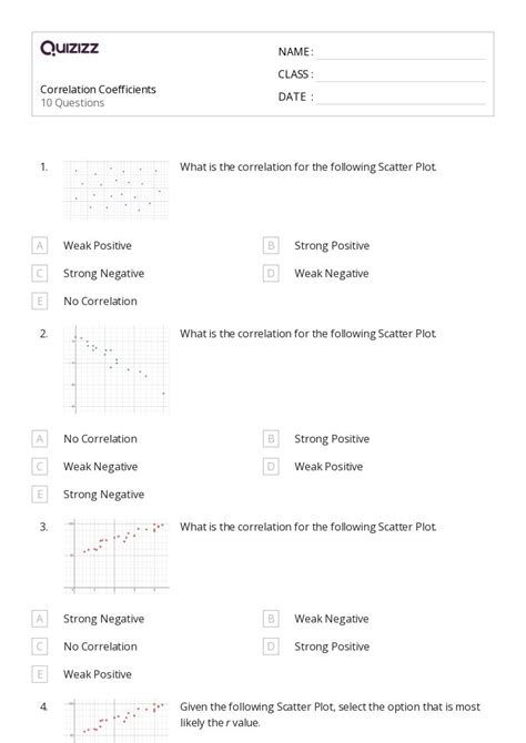 50 Correlation And Coefficients Worksheets On Quizizz Free And Printable