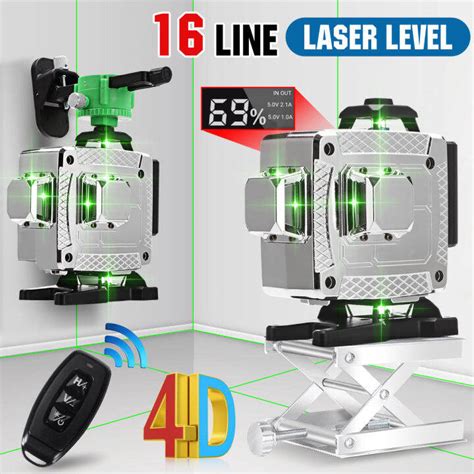 FASGET 16 Line Laser Level Green Line 4D Self Leveling 360 Horizontal