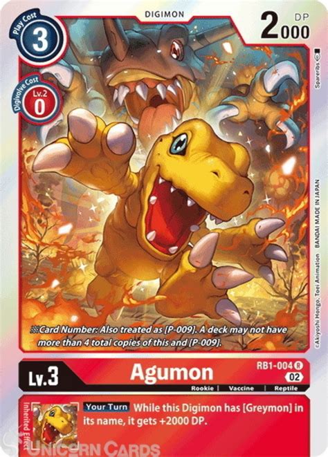 RB1 004 Agumon Rare Foil Digimon Card RB01 Resurgence Booster