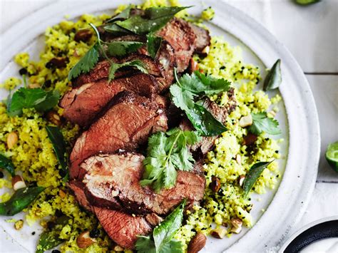 Lammsteak Mit Blumenkohlreis Und Mandeln Rezept Eat Smarter