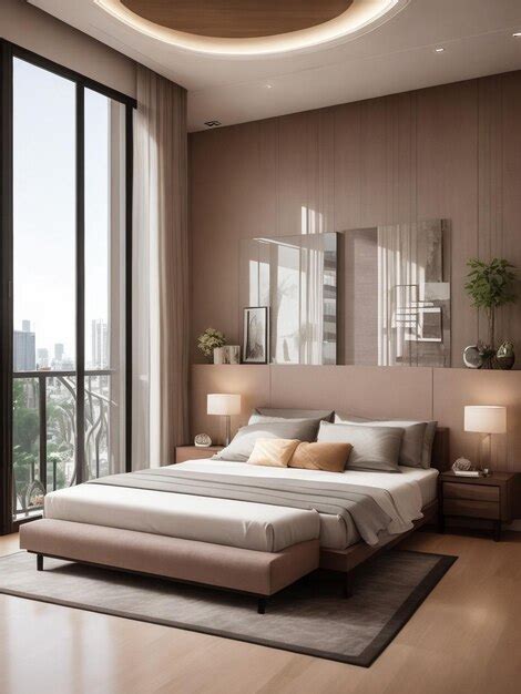 Premium Photo | Modern master bedroom design with balcony