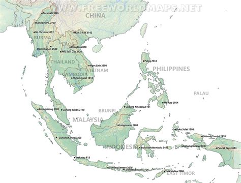 Southeast Asia Physical Map