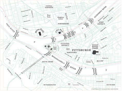 Three Rivers of Pittsburgh Wooden Map Art | Topographic 3D Chart