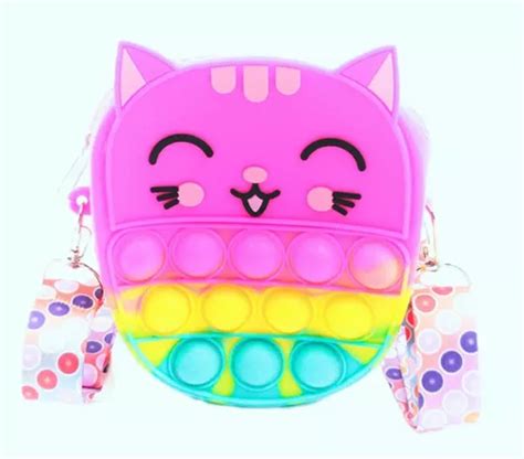 Bolsa Infantil Pop It Carinha De Gatinho Arco Iris Pink Parcelamento