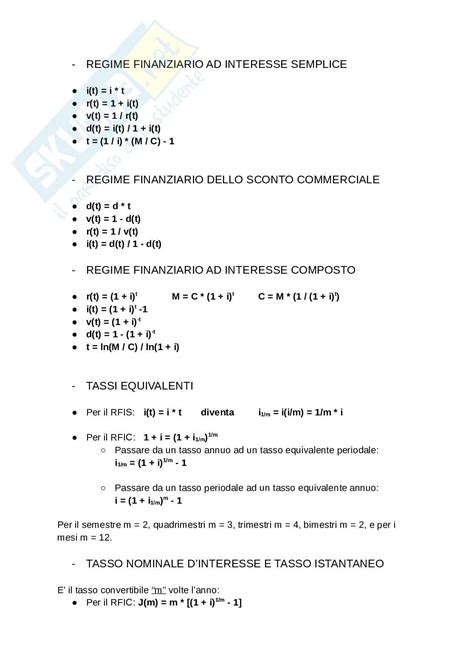 Formulario Completo Matematica Finanziaria