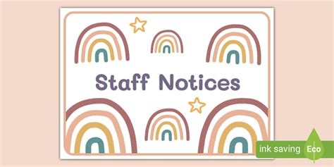 Muted Rainbow Staff Notices Sign Professor Feito Twinkl