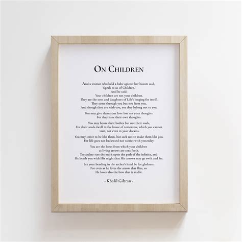 On Children Khalil Gibran Poem Print On Canvas Unframed Home Etsy