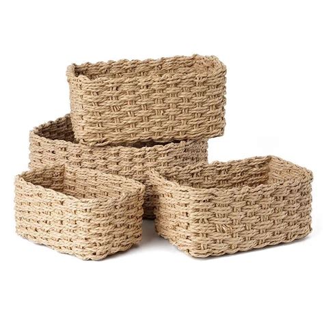 Household Essentials Paper Rope Bin With Wood Handle China Rattan