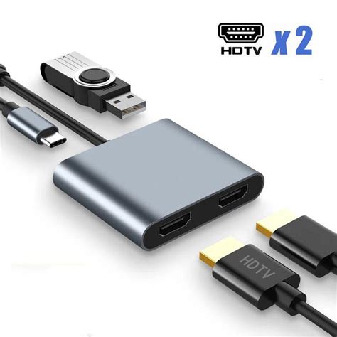 Usb C Hdmi 変換アダプター デュアル Hdmi Type C マルチディスプレイアダプタ 3画面 4 In 1 Usb Hdmi 2