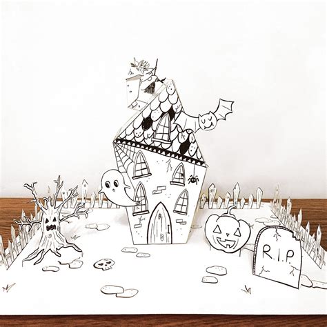 Haunted House Paper Craft Activity Printable Halloween Craft House