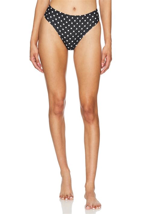 Leslie Amon High Waist Bikini Bottom In Big Black White Dots REVOLVE