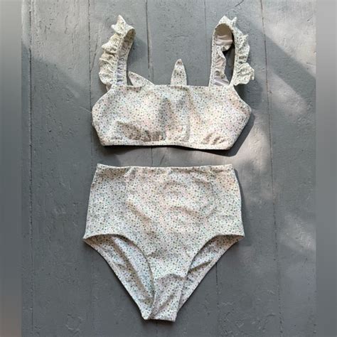 Minnow Swim Minnow Floral High Waisted Bikini Size Small Top And
