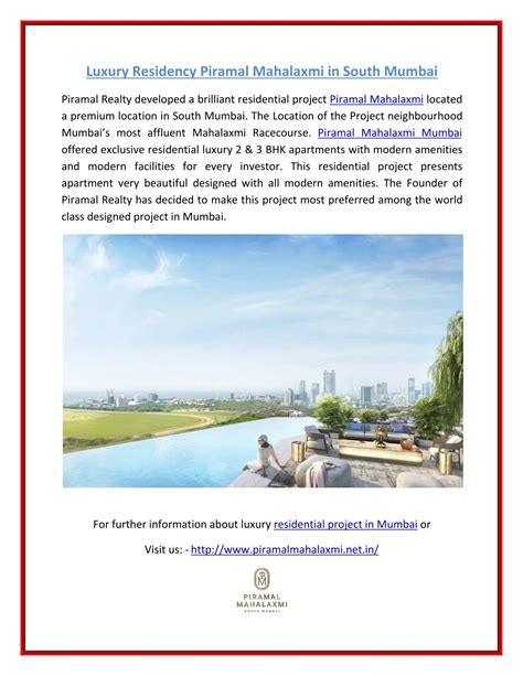 Ppt Exclusive Apartments Piramal Mahalaxmi South Mumbai Powerpoint