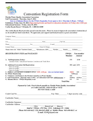 Fillable Online Convention Registration Form Bfwqabbcomb Fax Email