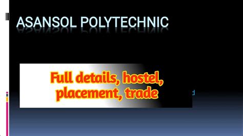 Asansol Government Polytechnic Full Details Placement Jexpo 2021 New