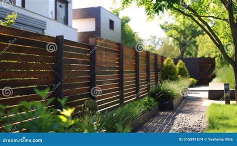 Elegant Wooden Fence Design In A Lush Garden Setting Generative Ai