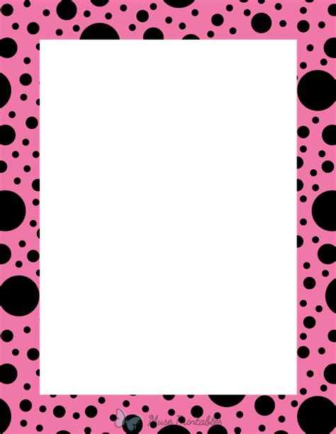 Printable Black On Pink Random Polka Dot Page Border