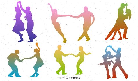 Silueta De Bailarines De Colores Descargar Vector