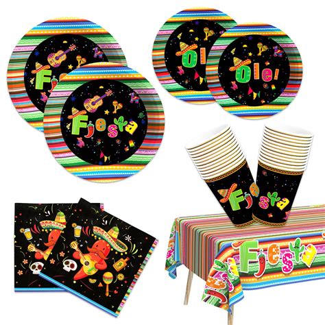 Mexican Fiesta Themed Party Decorations Cinco De Mayo Paper Dinner And Dessert Plates Cups