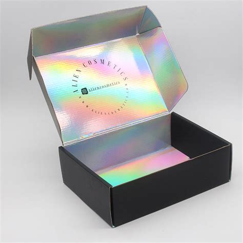 Custom Printing Paper Black Holographic Corrugated Packing Shipping Box