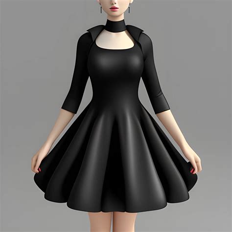 Deep Neck Black Party Dress 3d Arthub Ai