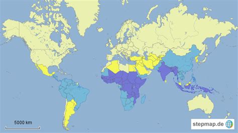 StepMap Malaria endemic countries Landkarte für Welt