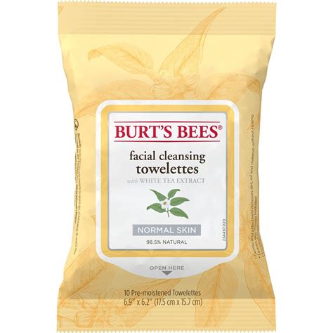 Burt S Bees Facial Cleansing Towelettes For Normal Skin With White Tea