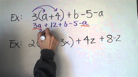 Combining Like Terms With Distributive Property Youtube