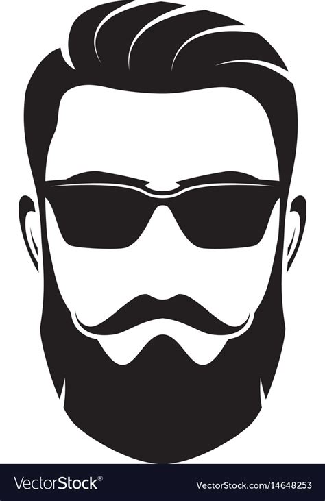 Bearded Men Face Hipster Character Royalty Free Vector Image