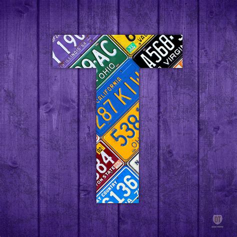 Letter T Alphabet Vintage License Plate Art Mixed Media By Design