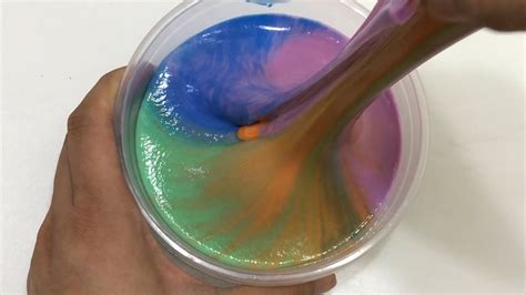 Diy Rainbow Slime 1 Making Rainbow Slime Super Glossy Soft Colors Youtube