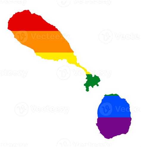 Lgbt Flag Map Of The Saint Kitts And Nevis Png Rainbow Map In Colors