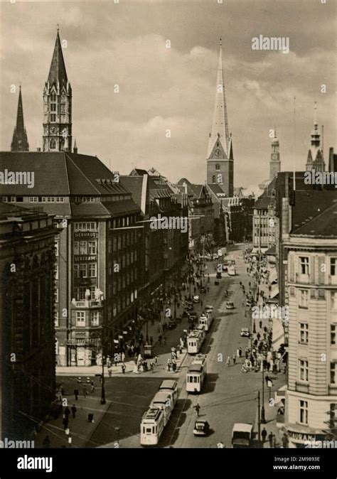 Hamburg Germany Monckebergstrasse Main Street In The Business