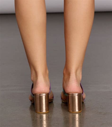 Chic Clear Banded Mules Nude Heels Chic Mules