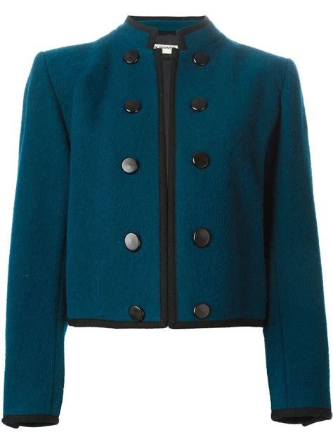 Yves Saint Laurent Pre Owned Cropped Jacket Blue Crop Jacket Blazer