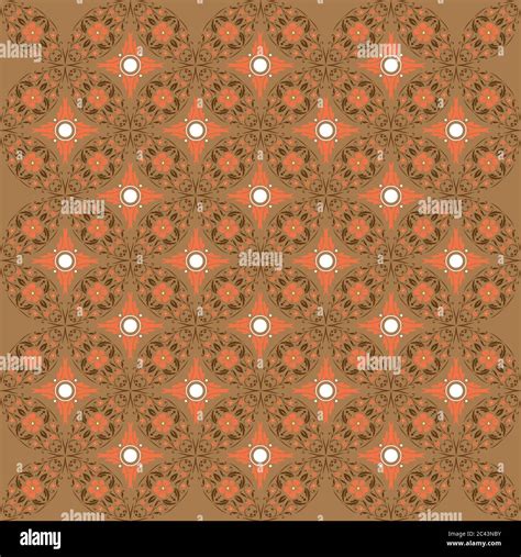 Simple Flower Motifs On Kawung Batik Design With Mocca Color Stock Vector Image And Art Alamy