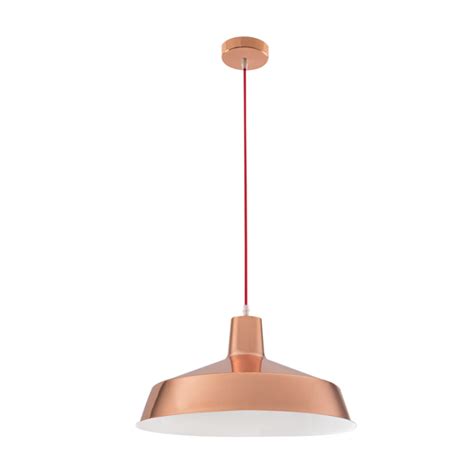 Bright Star Lighting Polished Copper Large Pendant With Red Cord Geewiz