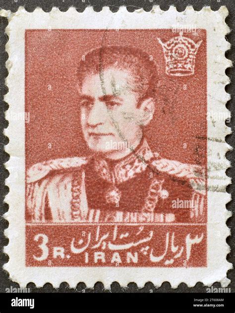 Cancelled Postage Stamp Printed By Iran That Shows Mohammad Reza Shah