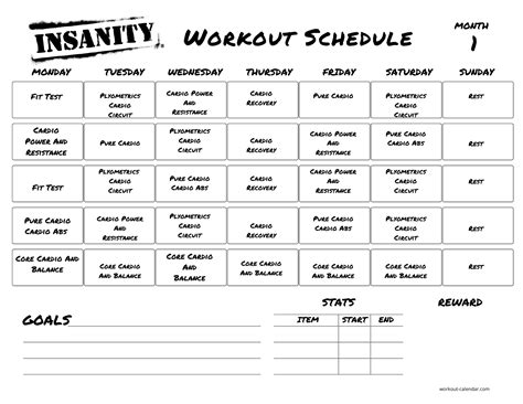 Insanity Workout Calendars Eoua Blog