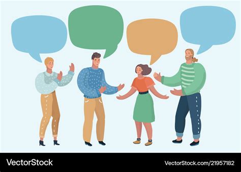 Group Of People With Blank Speech Bubbles Vector Image