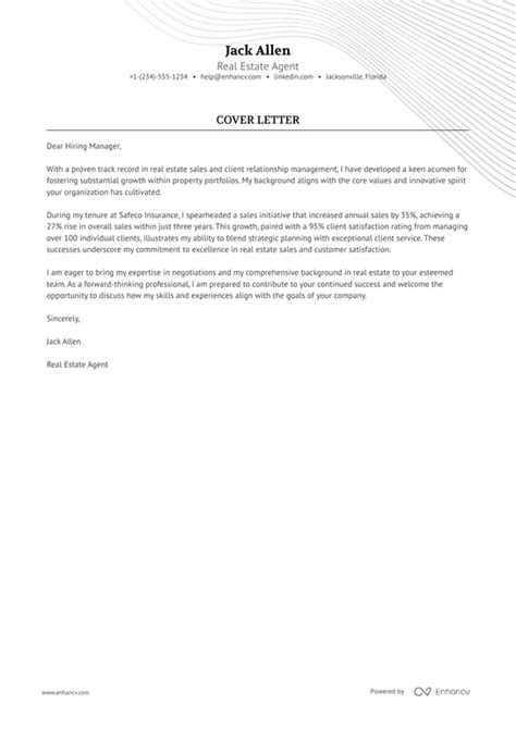 21 Professional Real Estate Agent Cover Letter Examples And Template