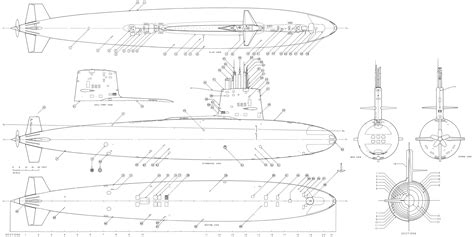 USS Skipjack (SSN-585) Blueprint - Download free blueprint for 3D modeling