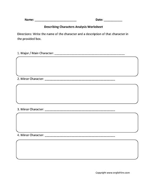 Character Development Worksheet Rd Grade