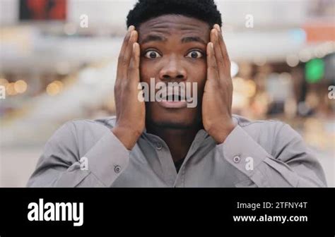 Close Up Male Portrait Young Surprised Stunned Excited Shocked Serious