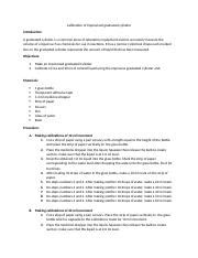 Calibration of Improvised Graduated cylinder.docx - Calibration of ...