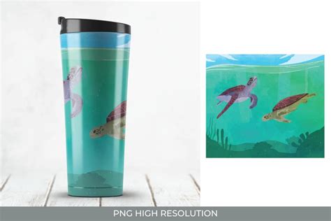 Oz Tumbler Sublimation Wrap Png Sea Turtle Tumbler