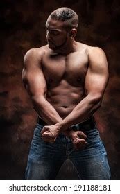 Naked Man Perfect Body Posing Jeans Stock Photo Shutterstock