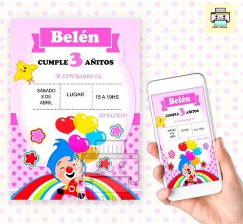 Invitaci N Digital Personalizada Whatsapp Payaso Plim Plim N